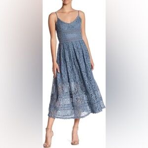 Nordstrom NSR Women’s Crochet Lace Midi Dress Light Blue Size S